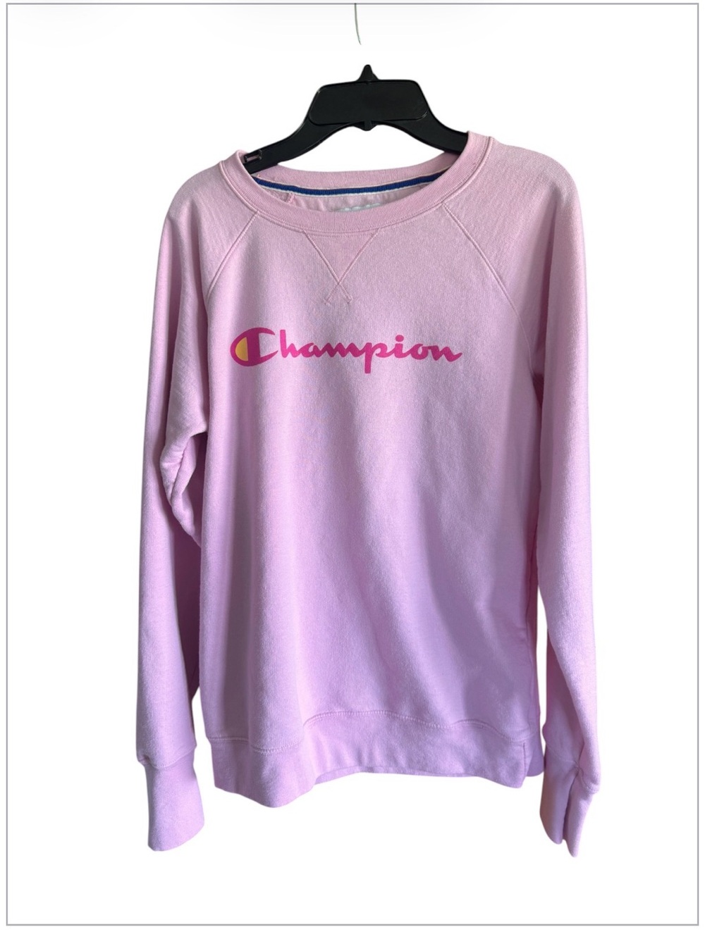 Champion Soft Pink Pullover Sweatshirt with Contrast Trim